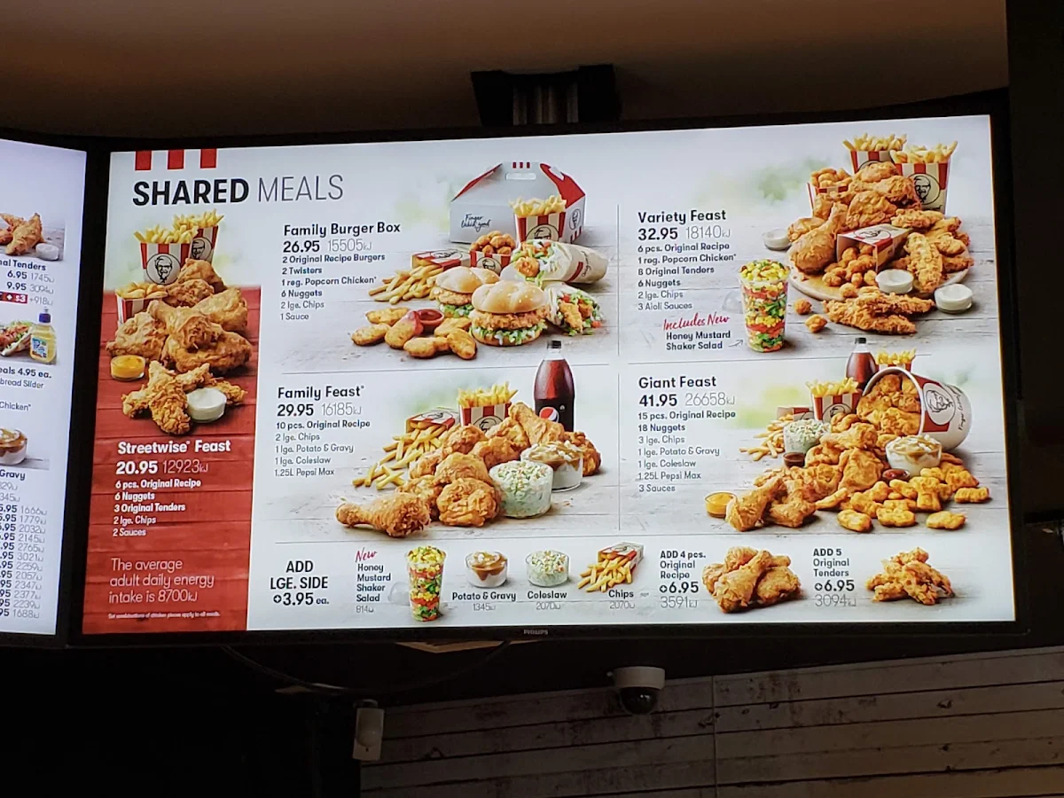 Menu, KFC Fairy Meadow