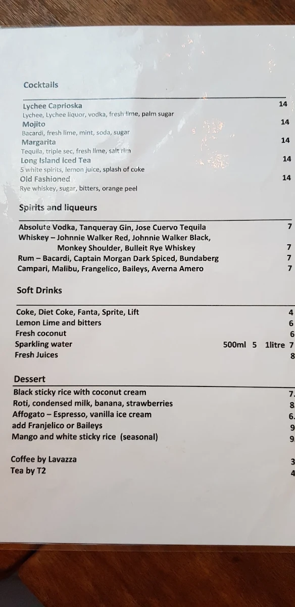 Menu, Kukthai