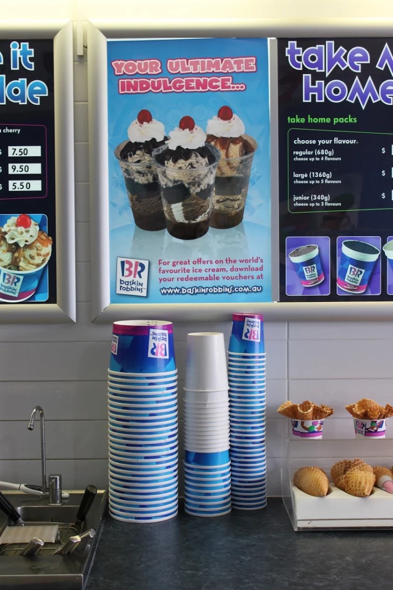 Menu, Baskin-Robbins Mt Gravatt