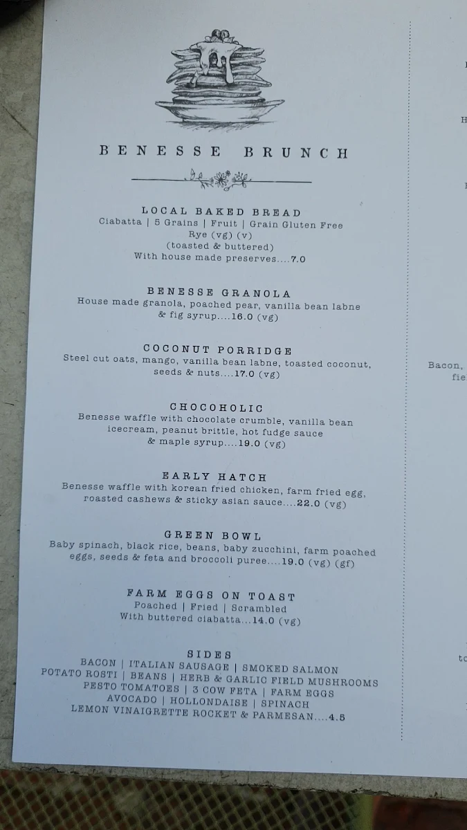 Menu, Benesse Australind