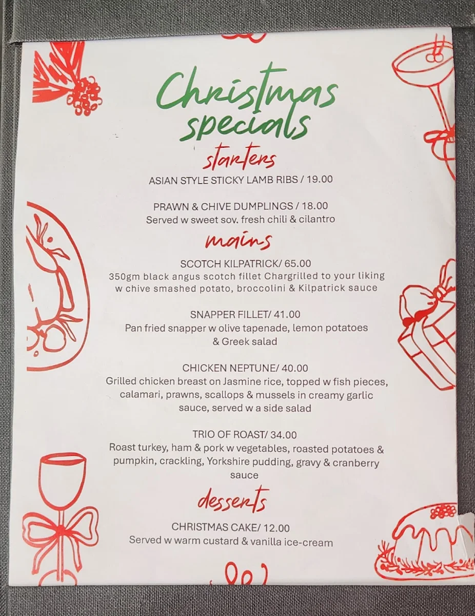 Menu, The Cove Hotel