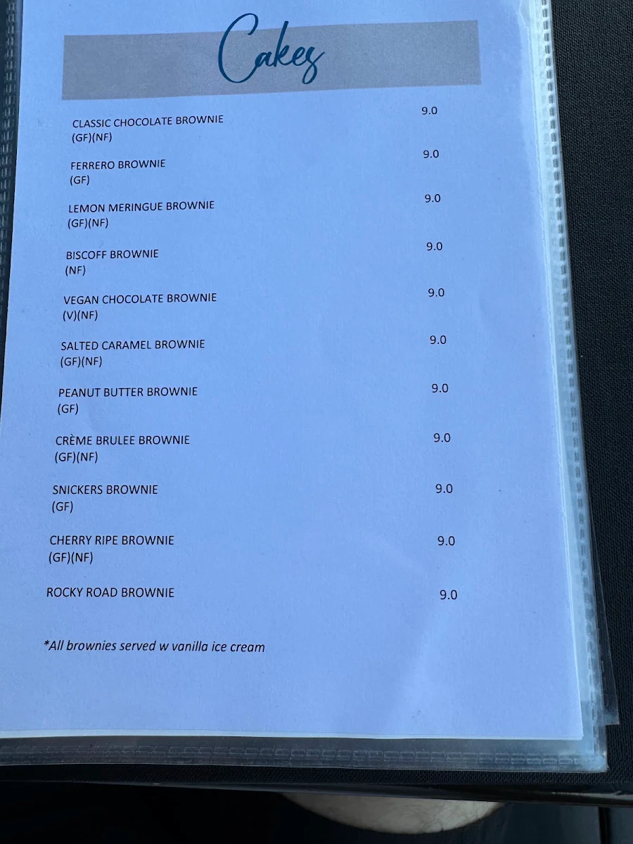 Menu, The Cove Hotel