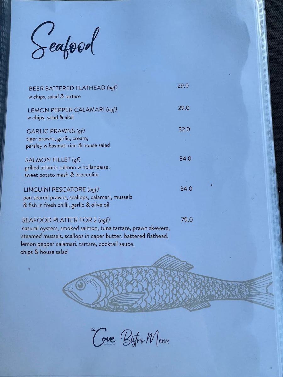 Menu, The Cove Hotel