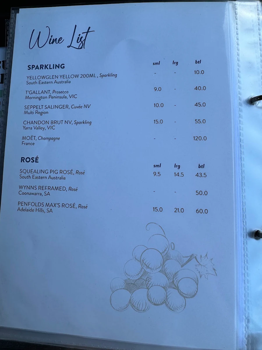 Menu, The Cove Hotel