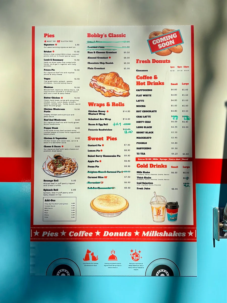 Menu, Bobby Bakehouse Castle Hill
