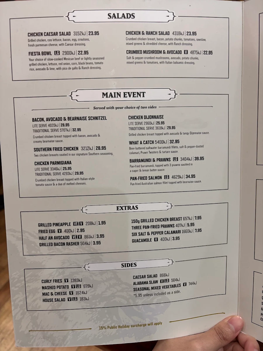 Menu, Hog's Breath Cafe Launceston