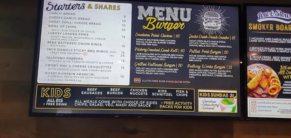 Menu, Railway Hotel Gunnedah