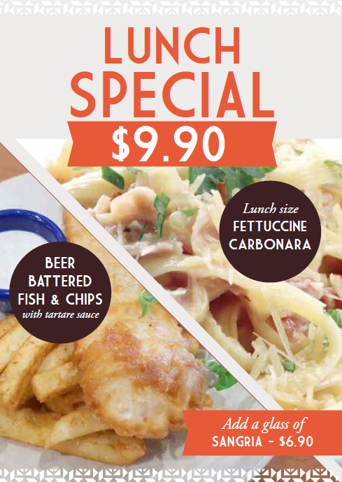 Menu, Barcella Restaurant