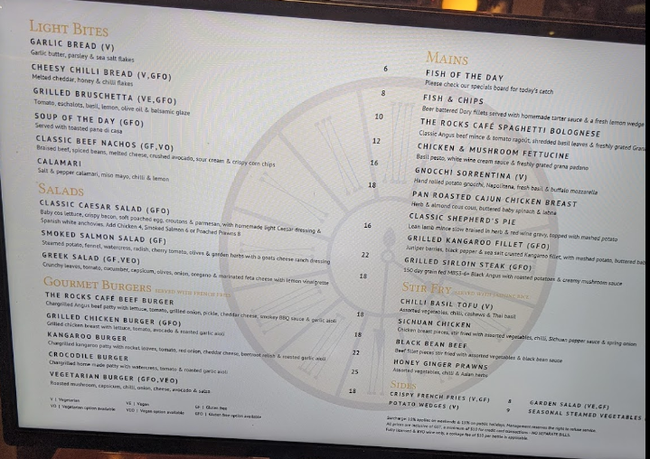 Menu, Café LeLunar