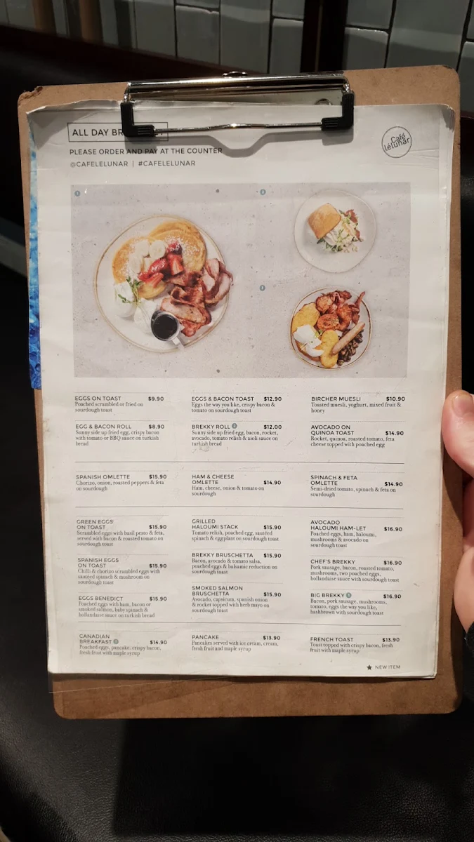 Menu, Café LeLunar