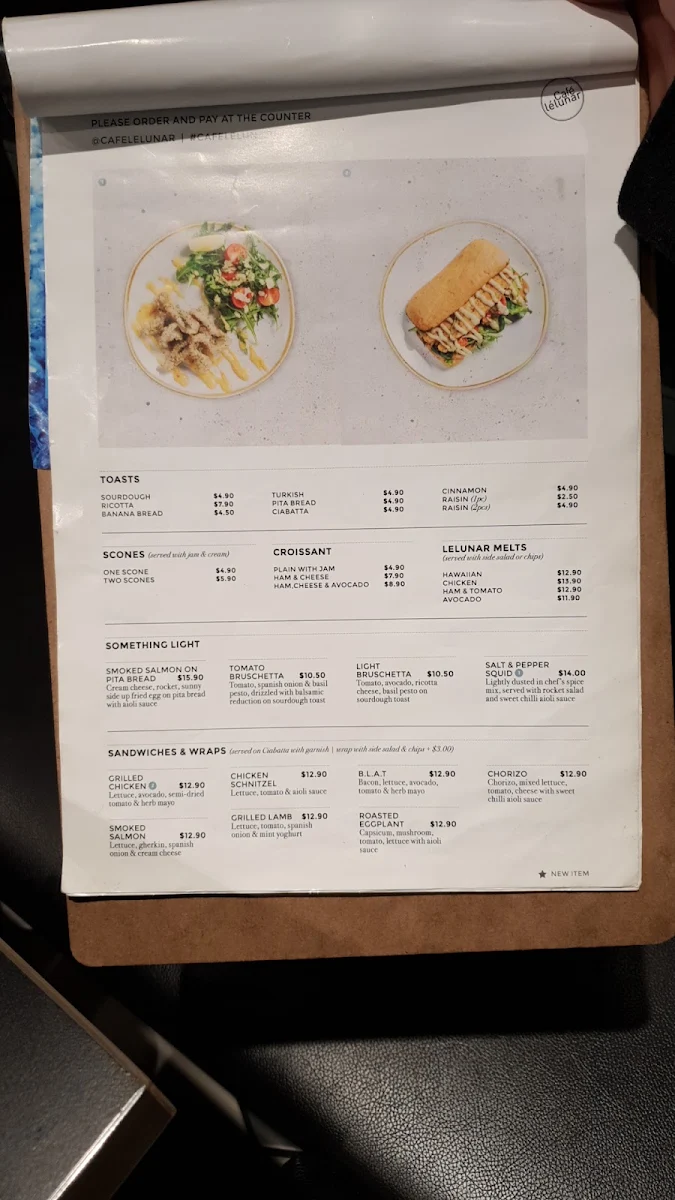 Menu, Café LeLunar