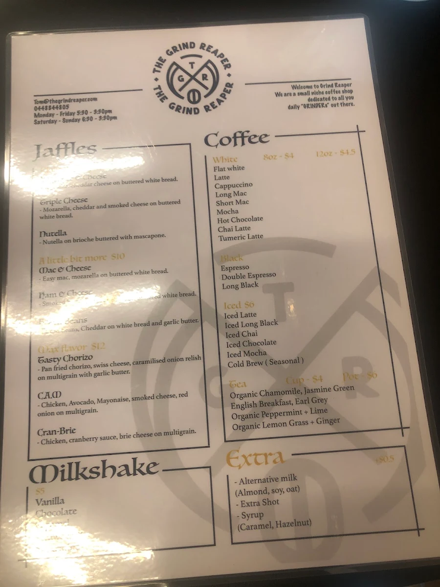Menu, The Grind Reaper