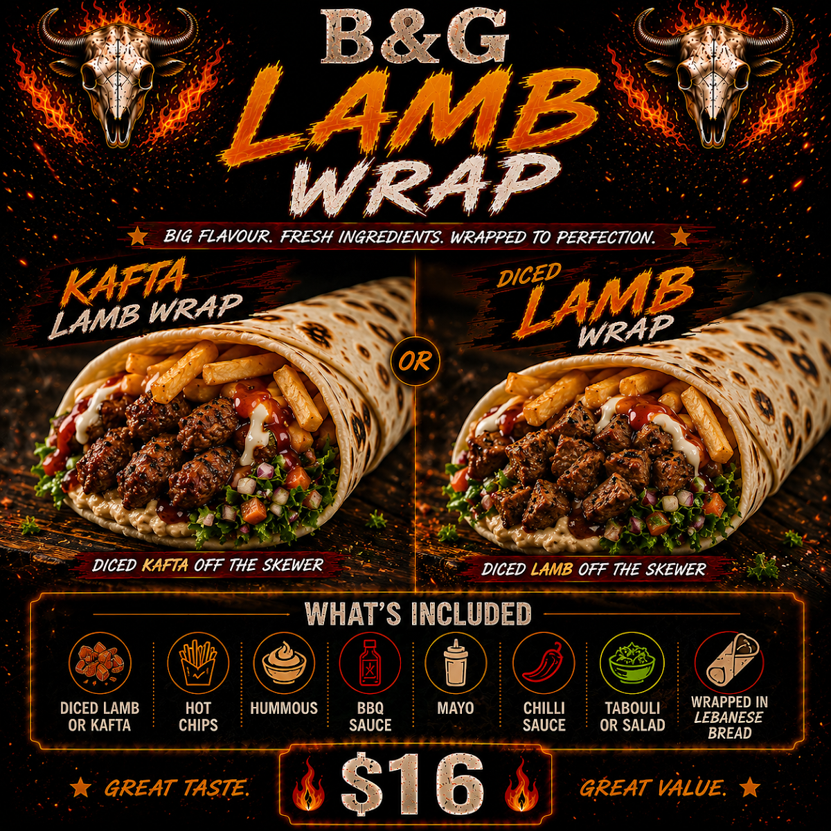 Menu, Bones & Grills