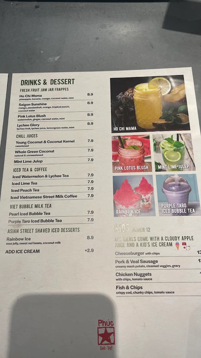 Menu, Phúc Deli-Viet Indooroopilly