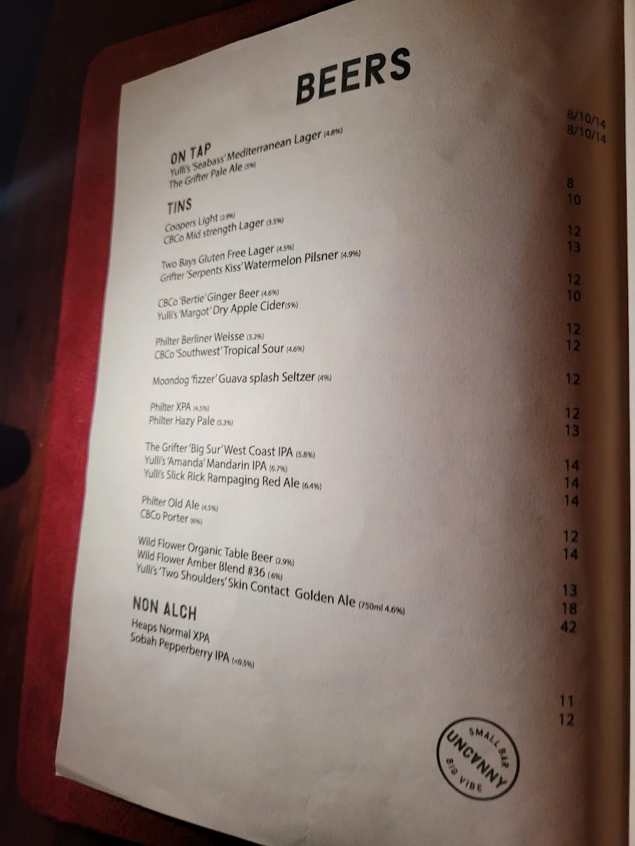 Menu, UNCANNY Newtown