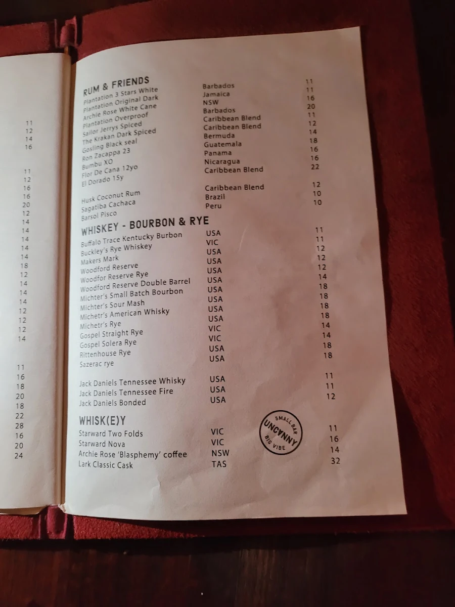 Menu, UNCANNY Newtown
