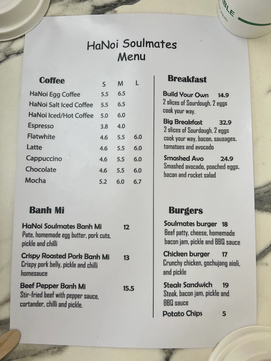 Menu, Hanoi Soulmates