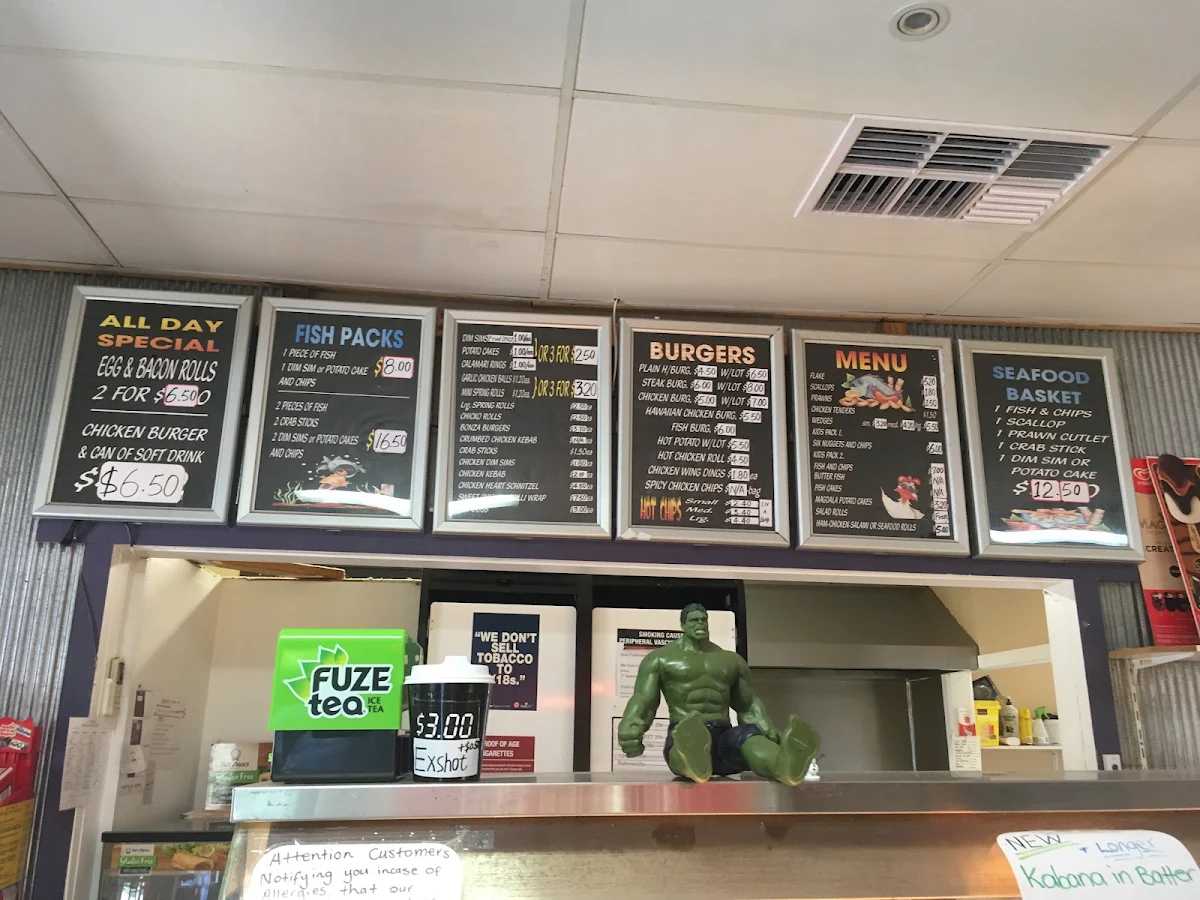 Menu, Majorca Road Take away Fish Chips Salad Rolls