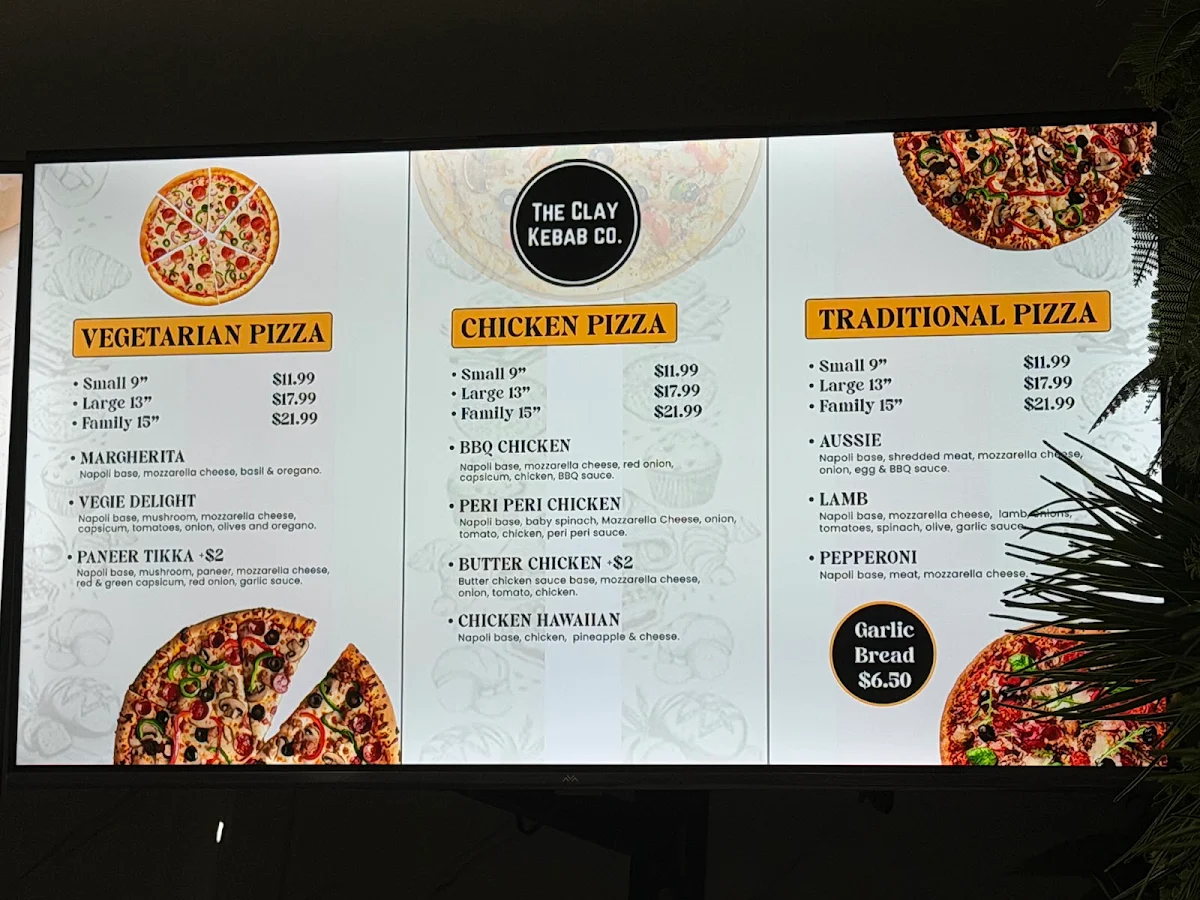 Menu, The Clay Kebab & Pizza Co