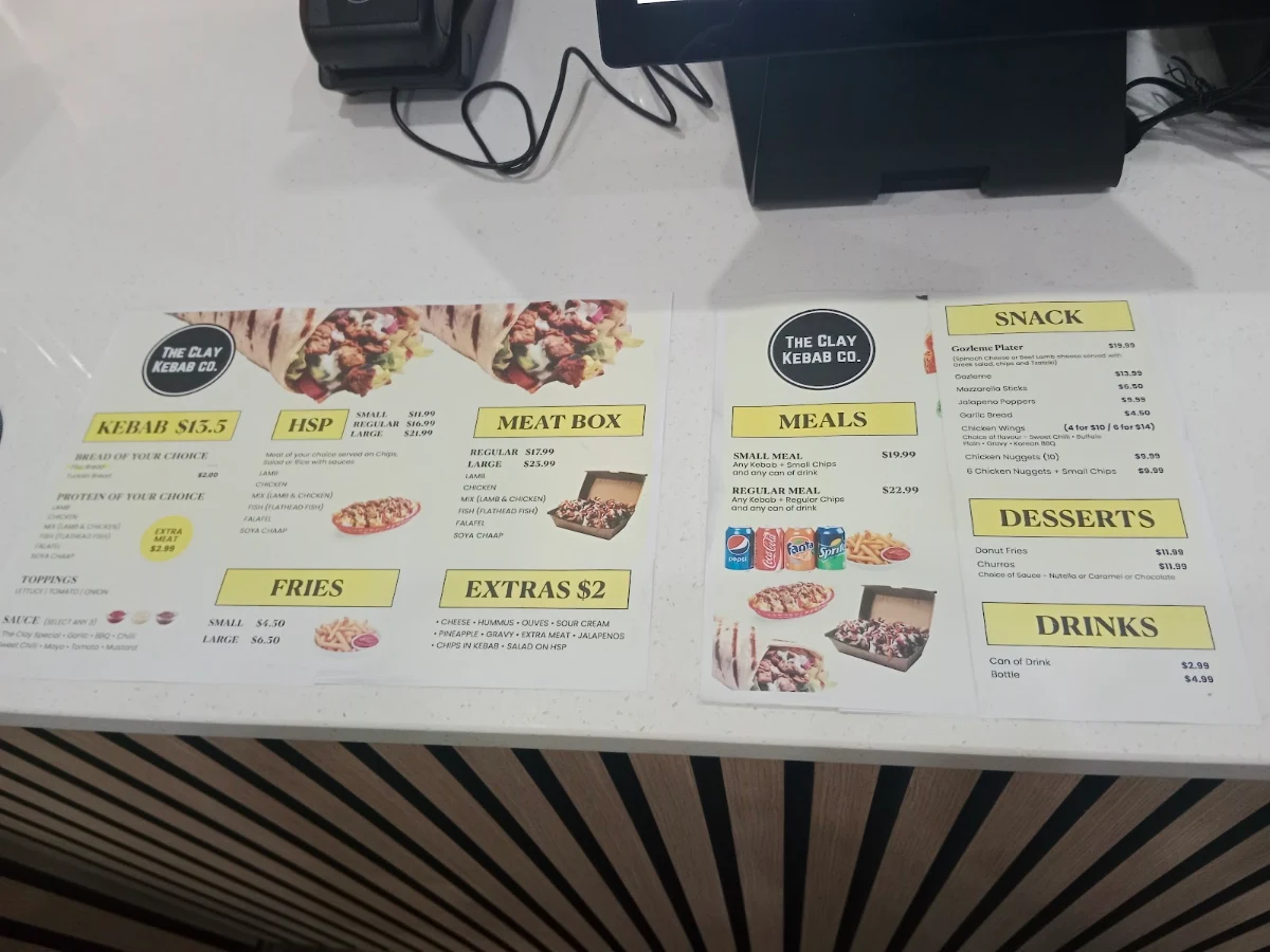 Menu, The Clay Kebab & Pizza Co
