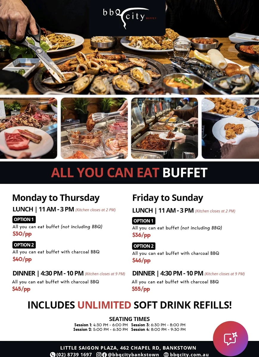 Menu, BBQ City Buffet