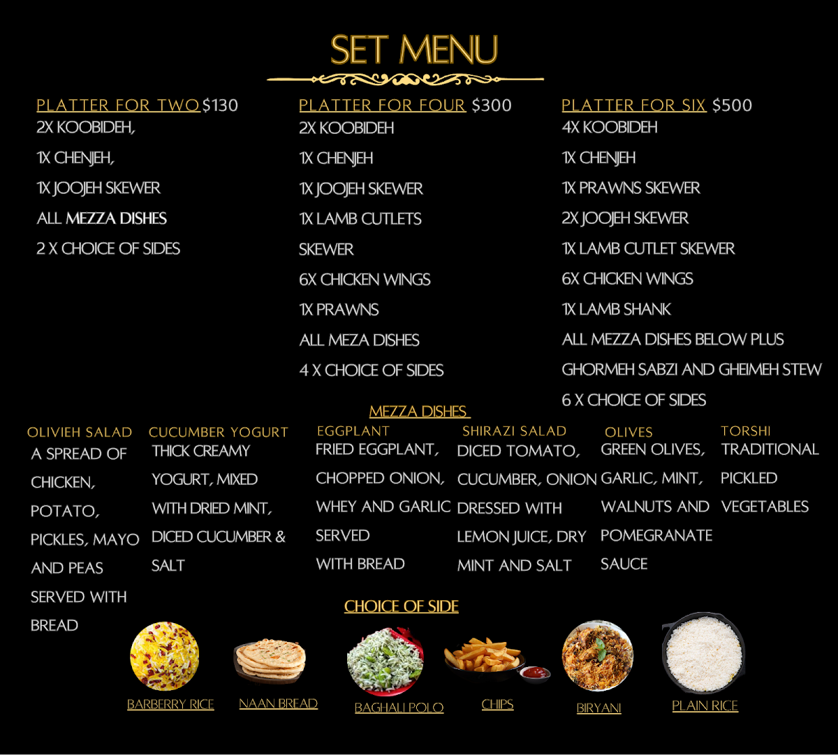 Menu, Luxus Lounge