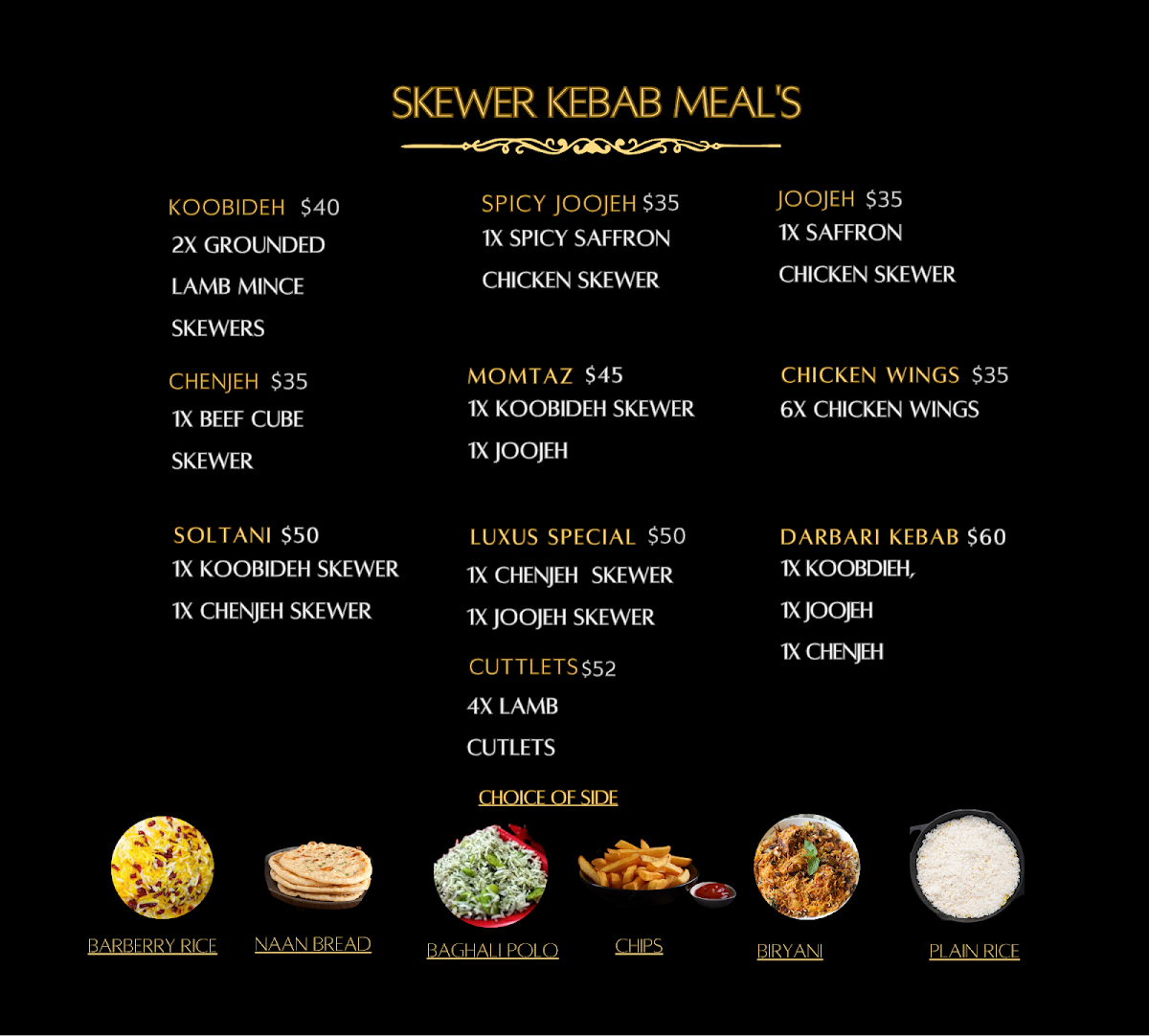 Menu, Luxus Lounge