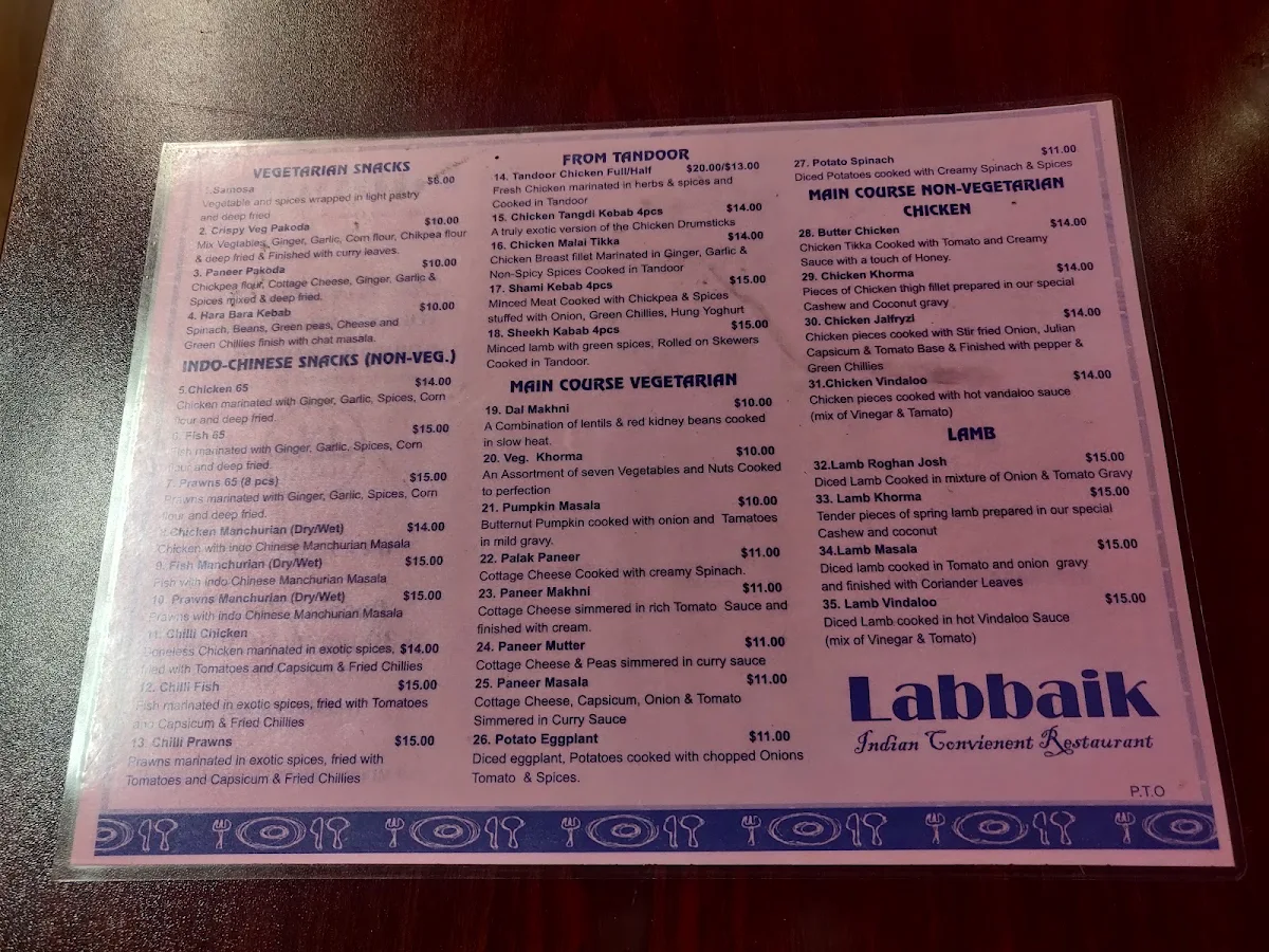 Menu, Labbaik