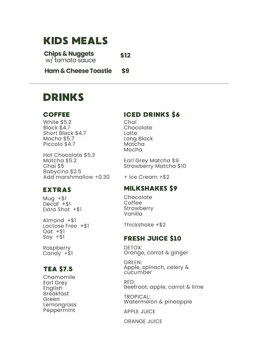 Menu, Devour Cafe Patisserie