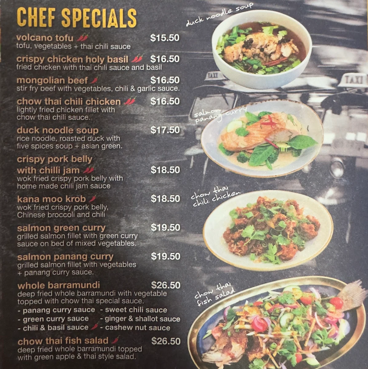 Menu, Chow Thai