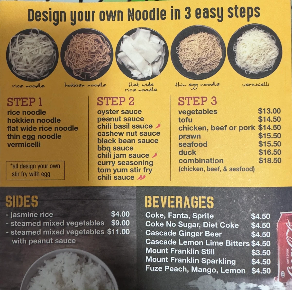 Menu, Chow Thai