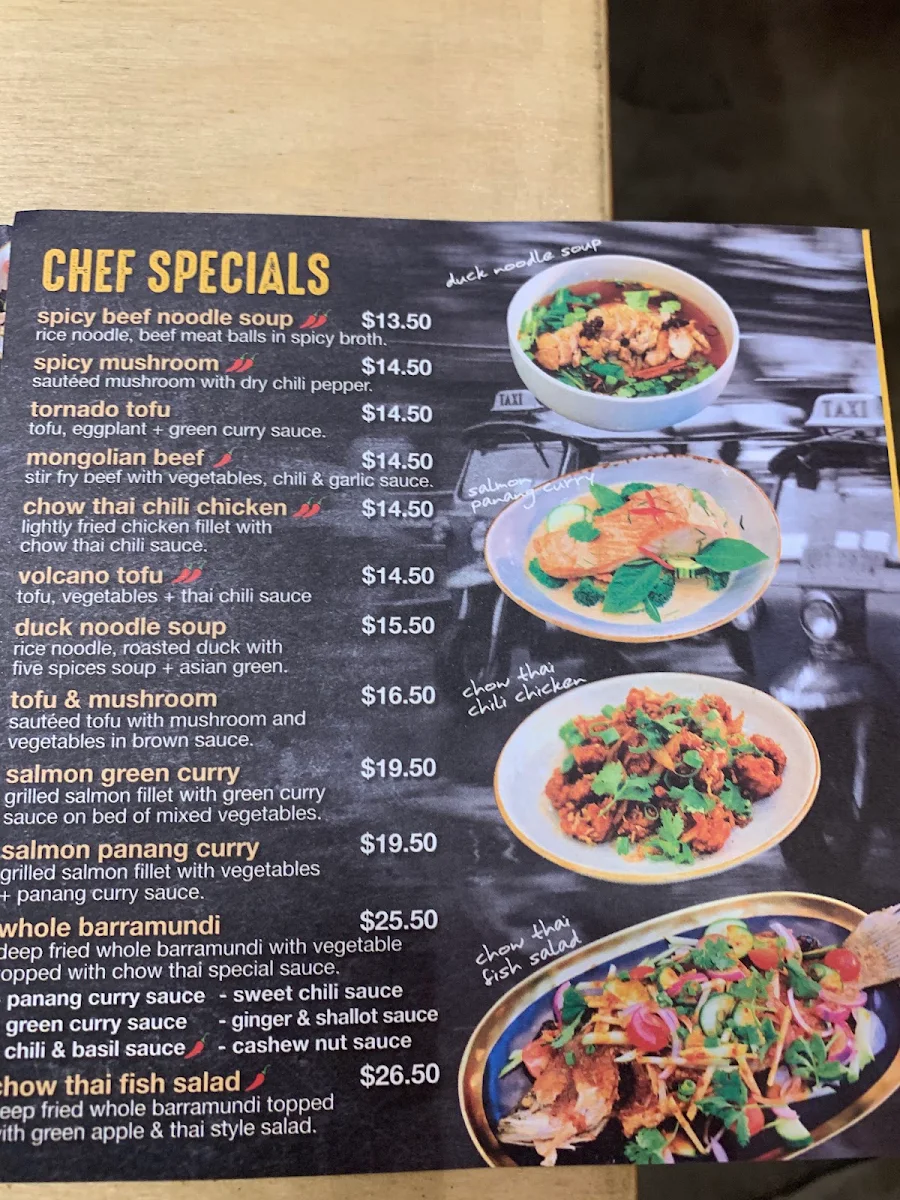 Menu, Chow Thai