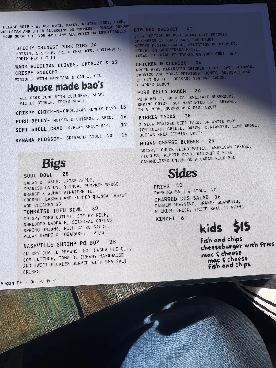 Menu, Modan Kitchen