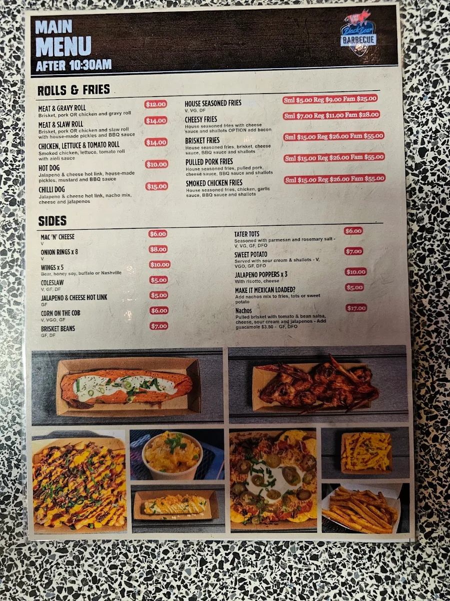 Menu, BlackBear BBQ Wetherill Park
