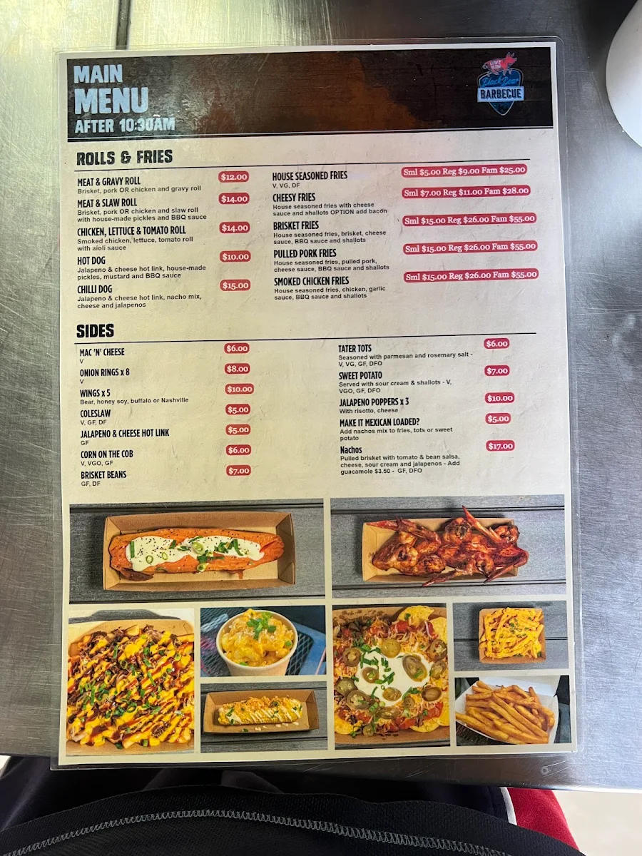 Menu, BlackBear BBQ Wetherill Park