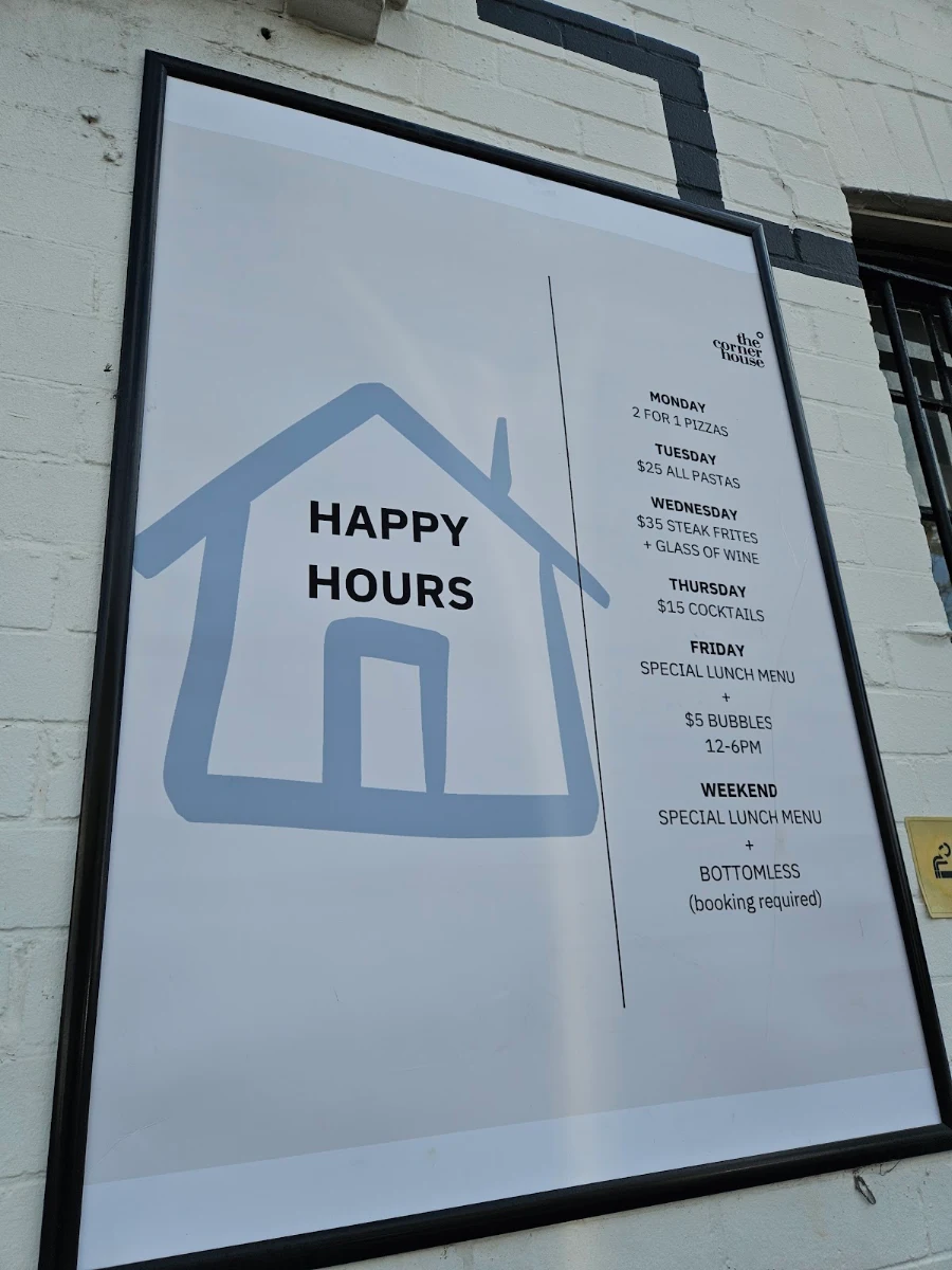 Menu, The Corner House, Bondi