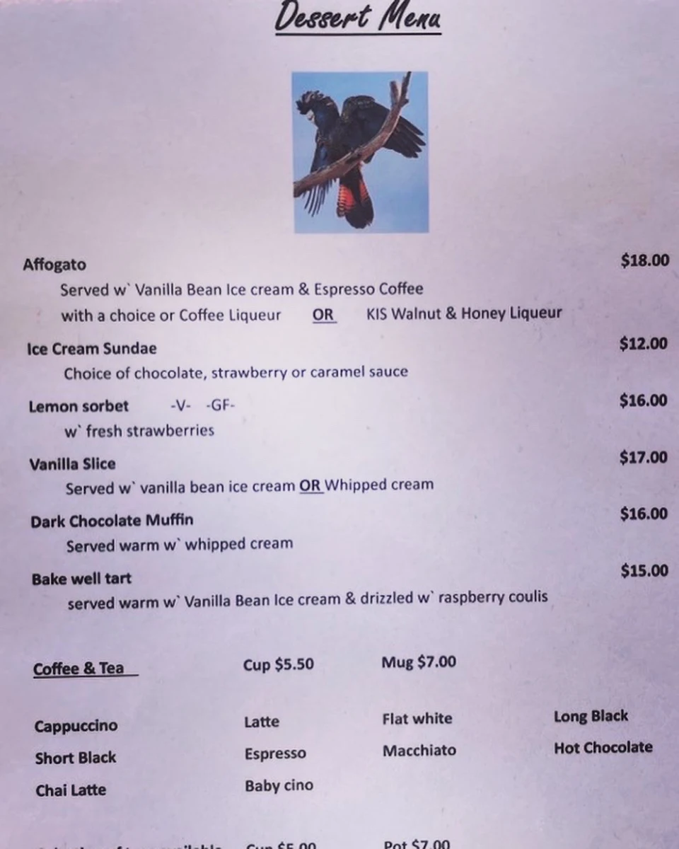 Menu, Glossy Black Restaurant