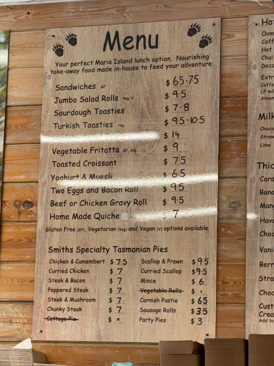Menu, The Spirit of Maria Cafe
