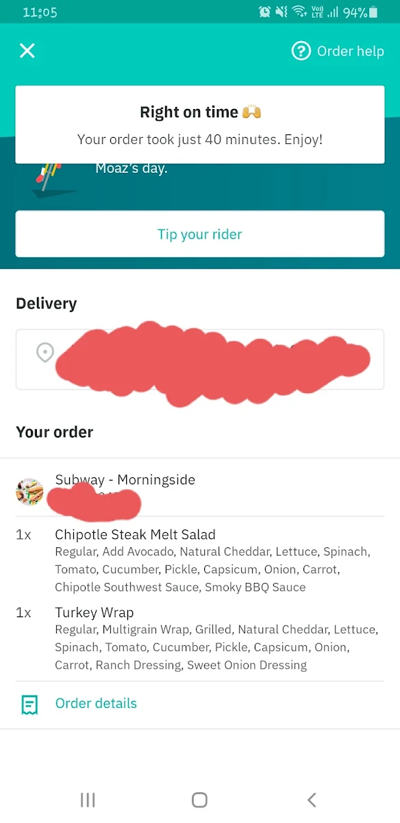 Menu, Subway