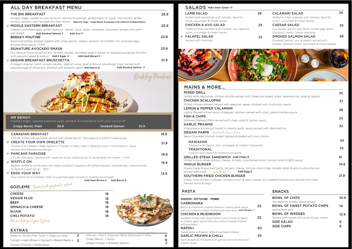 Menu, Degani