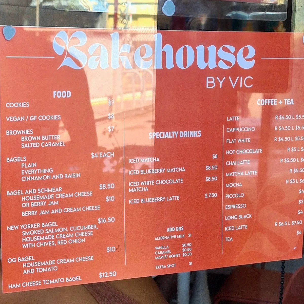 Menu, Bakehouse by Vic