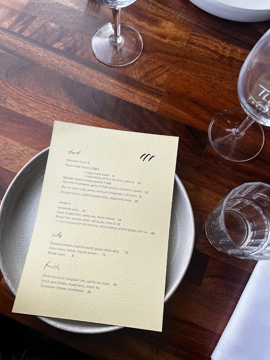 Menu, The Edge Restaurant