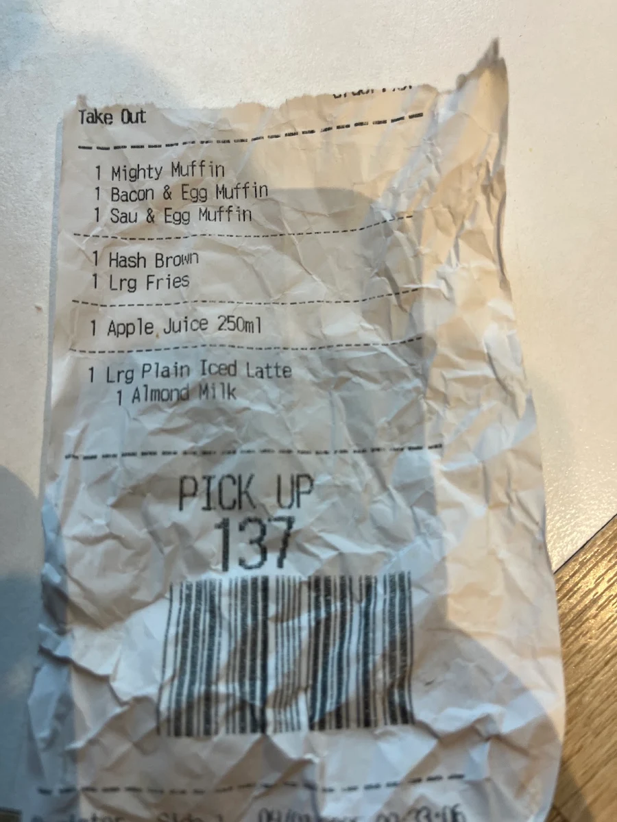 Menu, McDonald's