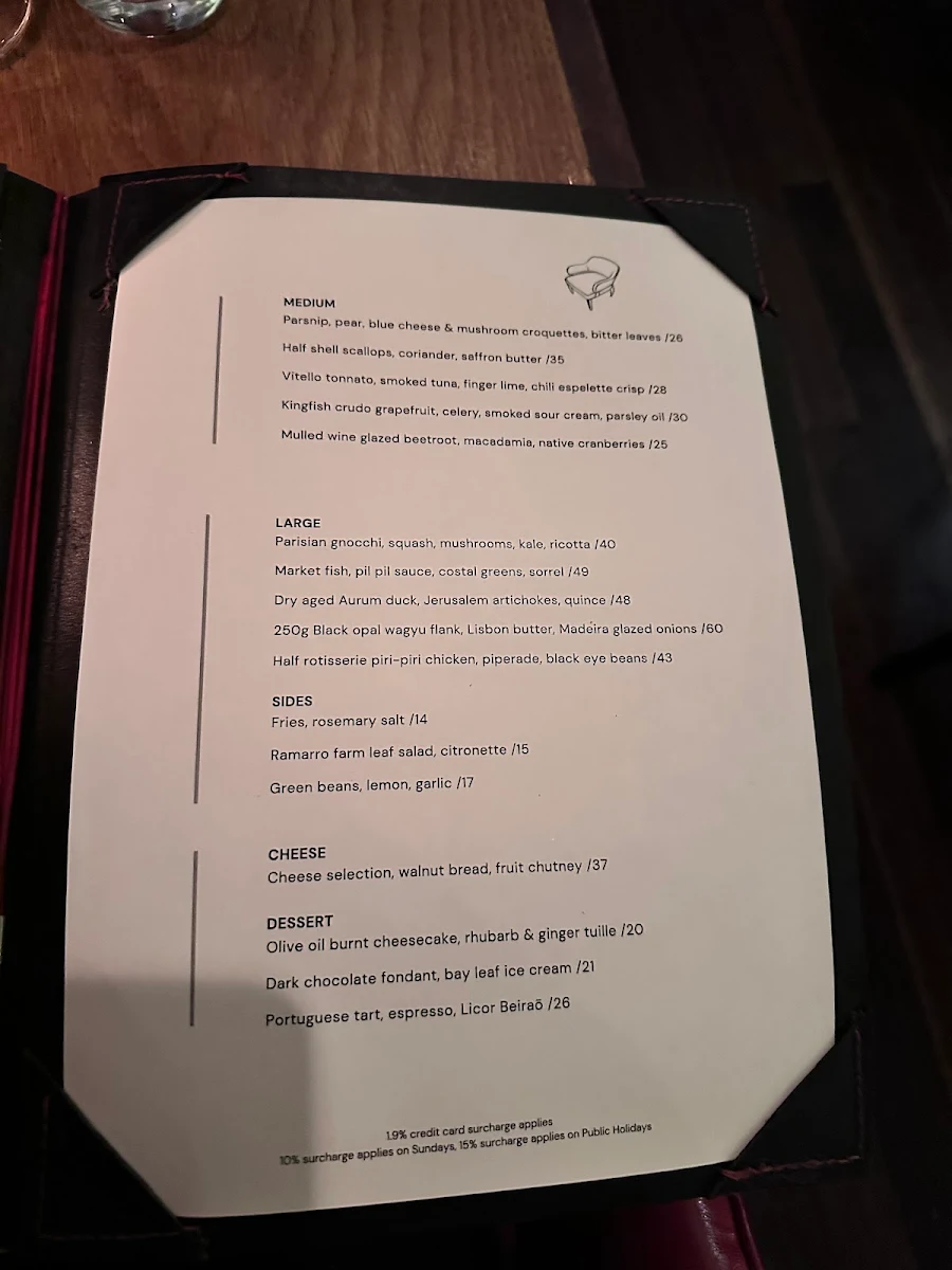 Menu, Punch Lane Wine Bar & Restaurant