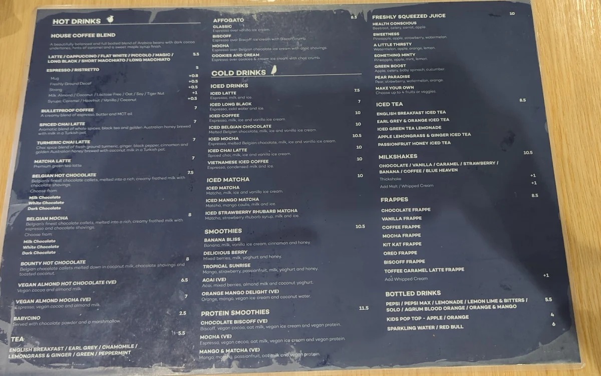 Menu, The Jolly Miller (Craigieburn)
