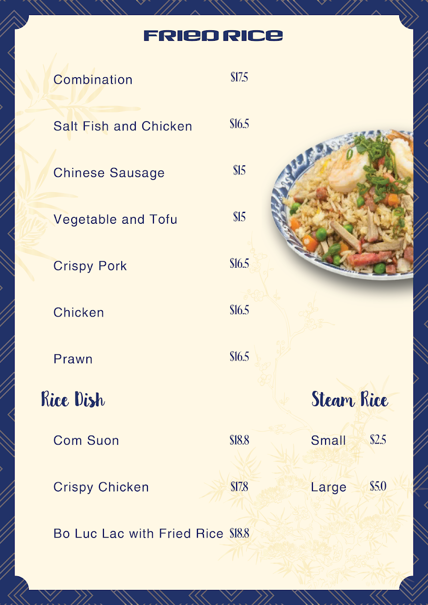 Menu, A Béo Vietnamese restaurant and Café