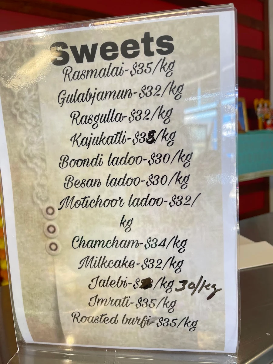 Menu, Veer Jee Eggless Bakery and Indian restaurant