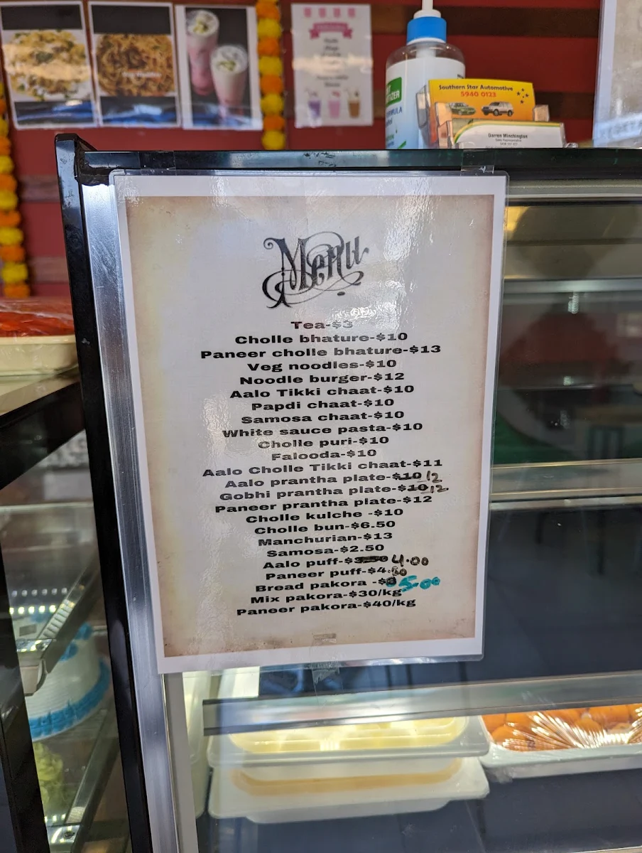 Menu, Veer Jee Eggless Bakery and Indian restaurant
