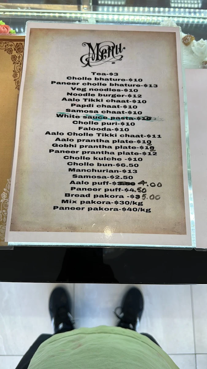 Menu, Veer Jee Eggless Bakery and Indian restaurant