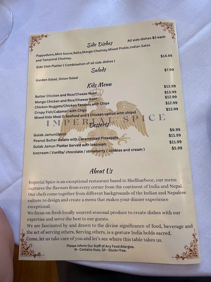 Menu, Imperial Spice